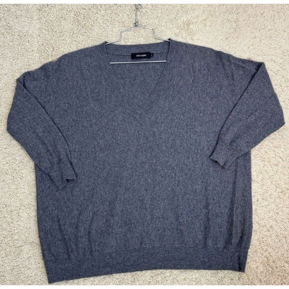 Lisa‎ Yang Kenny Oversized V-Neck Gray Cashmere Sweater 3/4 Sleeve Size 2 Or M/L - Picture 6 of 11